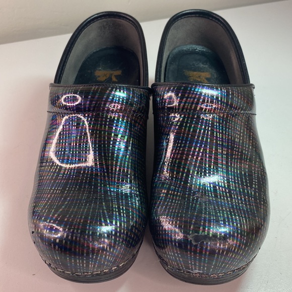 Dansko Multicolor Metallic Stripes Patent Professional Clogs - Picture 2 of 10